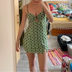 Green Geometric Pattern Dress